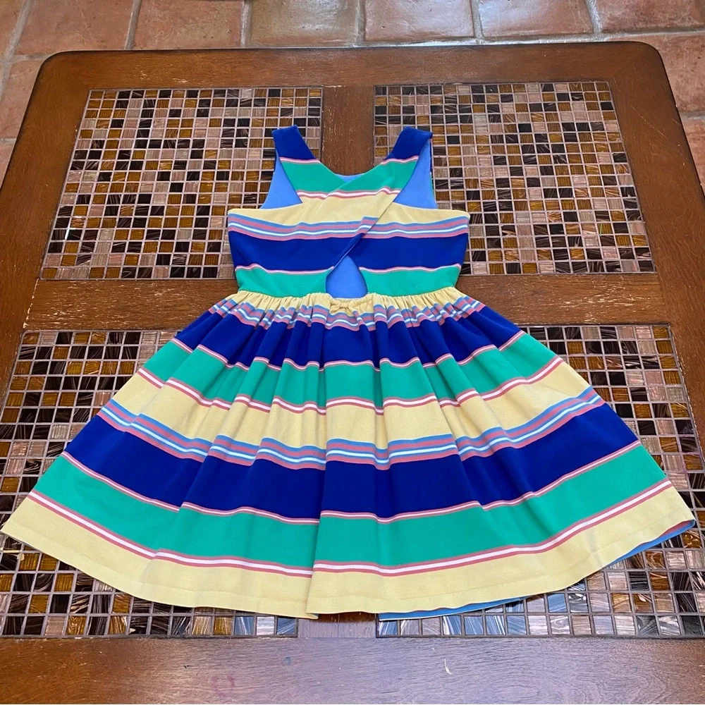 Ralph Lauren Green Striped Dress Girls